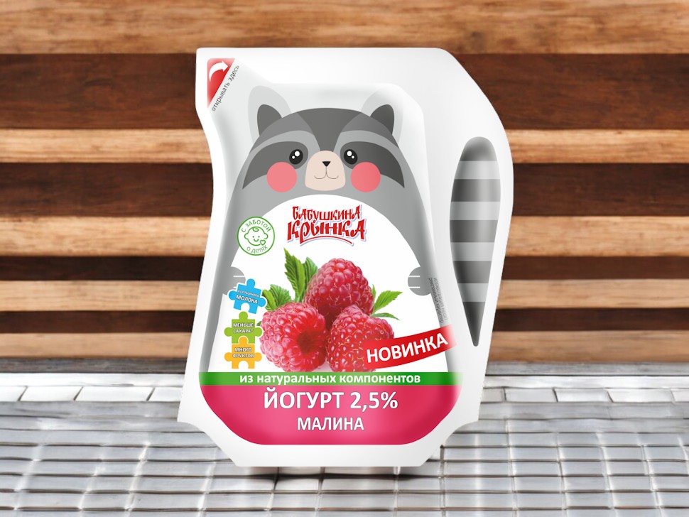 Йогурт для детей с фруктовым наполнителем «Малина» 2,5% Ecolean Air 200г