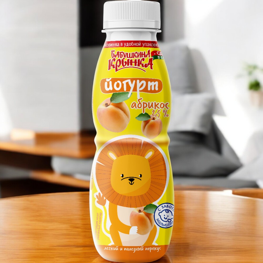 Йогурт для питания детей со вкусом абрикоса 2,5% ПЭТ-бутылка 300г