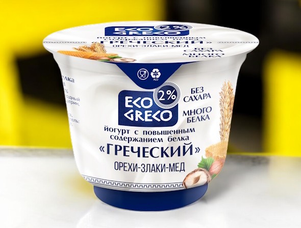 Йогурт с повышенным сод. белка «Греческий» с наполнителем «Орех-злаки-мед» 2,0% стакан 230г ( «ECO GRECO»)