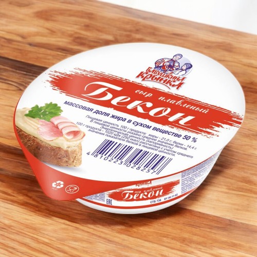 Сыр плавленный со вкусом и ароматом бекона 50% стакан 140г