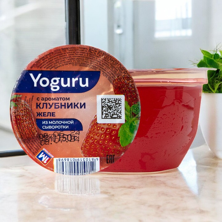 Желе на осн. мол. сыворотки “YOGURU” стакан 150 г клубника