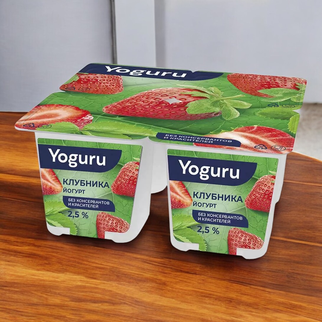 Йогурт “YOGURU” 2,5% стакан 125 г клубника