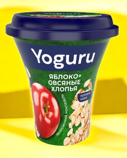 Коктейль творожный паст. “YOGURU” 2,9% стакан 230 г яблоко-овсяные хлопья