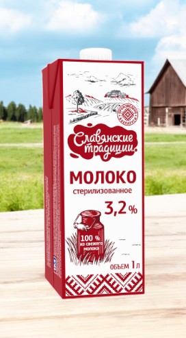 Молоко стер. “Славянские традиции” 3,2% бриг-скуаре 1 л