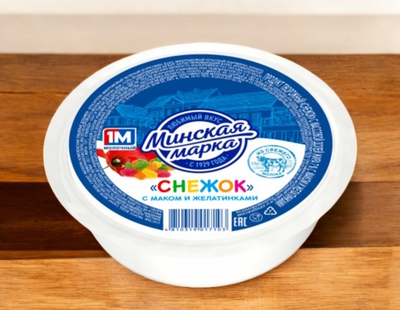 Продукт творожный десерт “Снежок” с маком и желатинками 7% 400 г