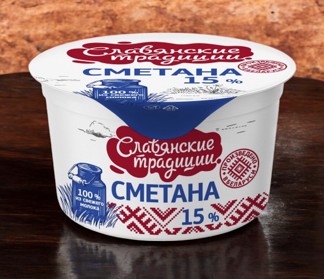 Сметана “Славянские традиции” 15,0% стакан 200 г Sacmi