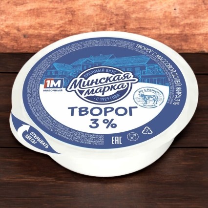 Творог “Минская марка” 3,0% т/усадка 355 г шайба