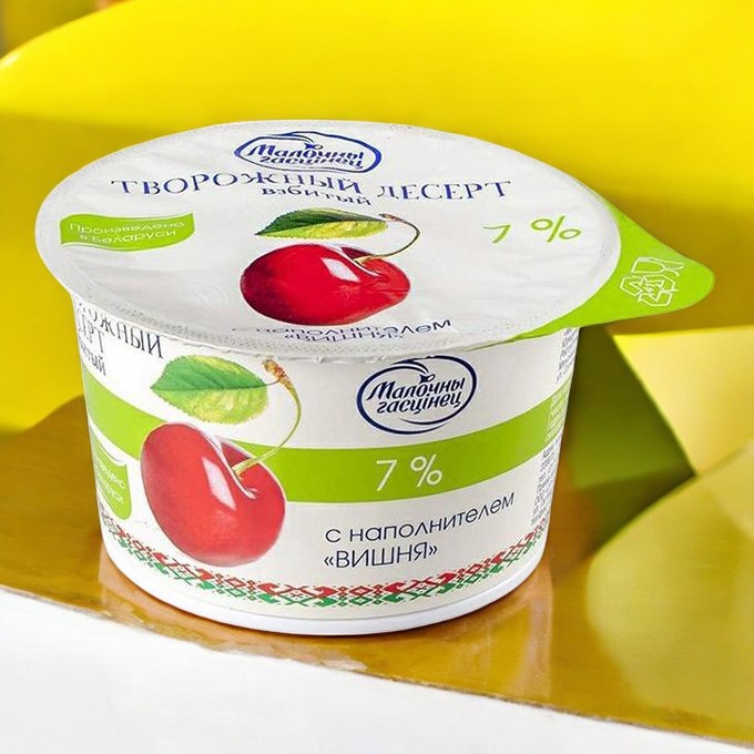 Десерт творож. “1М Молочный” 7,0% стакан с крышкой 125 г вишня