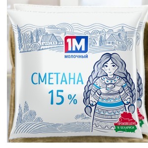 Сметана “1М Молочный” 15,0% пленка 400 г