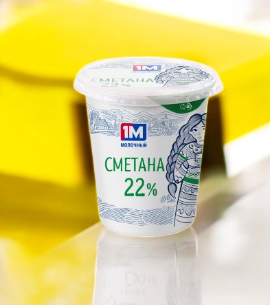 Сметана “1М Молочный” 22,0% стакан с крышкой 180 г