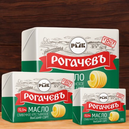 Масло сливочное “Крестьянское” м.ж.д.72,5%, 180гр