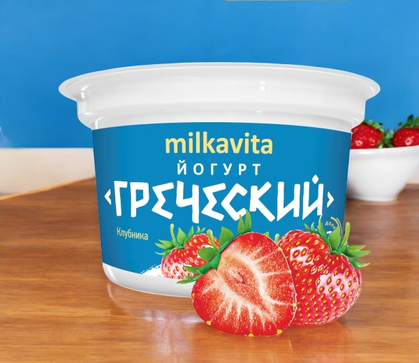 Йогурт “Греческий” 1,7%, клубника, стакан 200 г