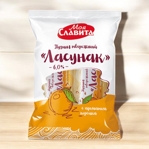 Пудинг творож. “Ласунак” 6% персик, п/пл 2 шт по 100 г
