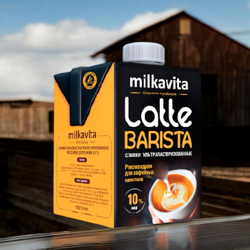 Сливки пит. ульт/паст. 10% пакет ТБАС 0,5 л. “LATTE BARISTA”