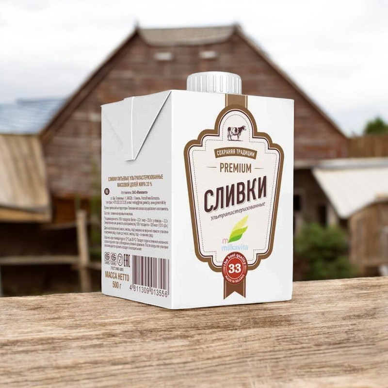 Сливки пит. ульт/паст. 33% пакет ТБАС 0,5 л.