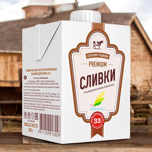 Сливки пит. ульт/паст. 33% пакет ТБАС 1,0 л.