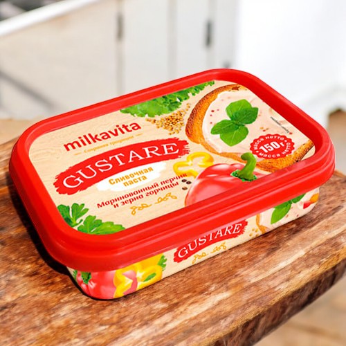 Сливочная паста пастериз. с мари-ым перчиком и зернами горчицы 25%, п/упаковка 150 г,