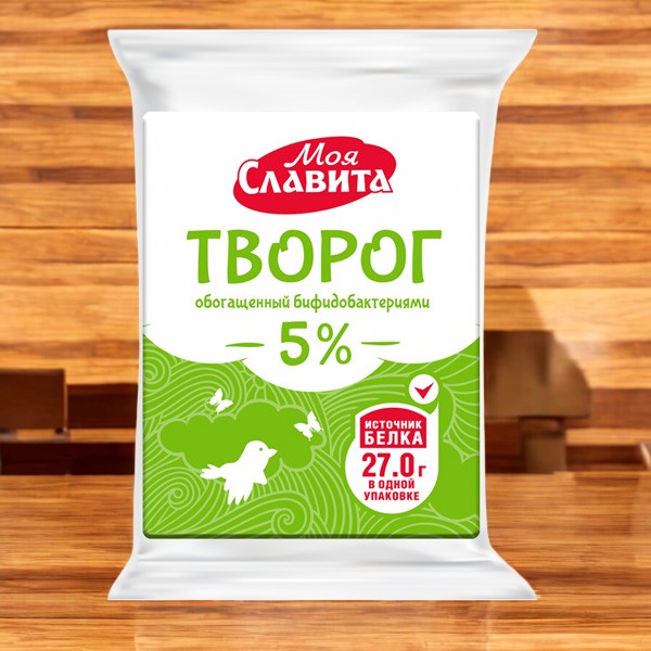 Творог 5% п/пл 180 г БОПП Т.М. “Моя Славита”
