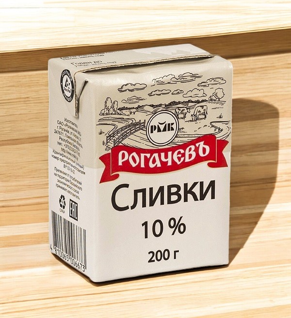 СЛИВКИ питьевые стерилизованные 10% 200гр8 (6 мес) Рогачевъ