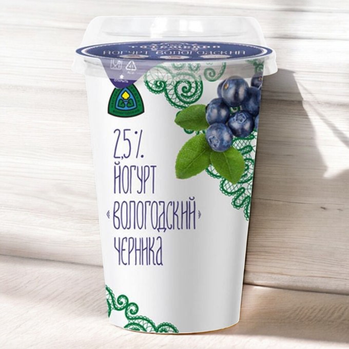 Йогурт Вологодский ЧЕРНИКА 2,5% 240гр (14 сут)