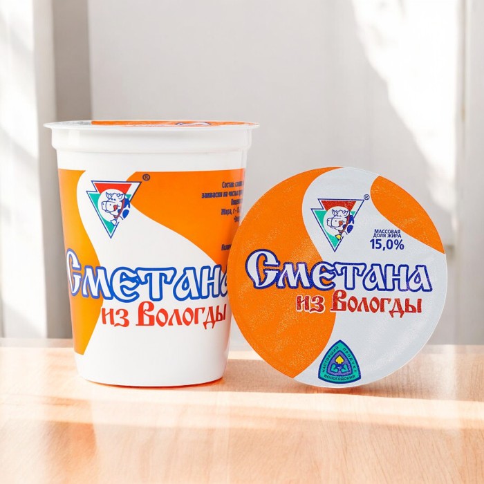 Сметана 15% 400г п/стакан
