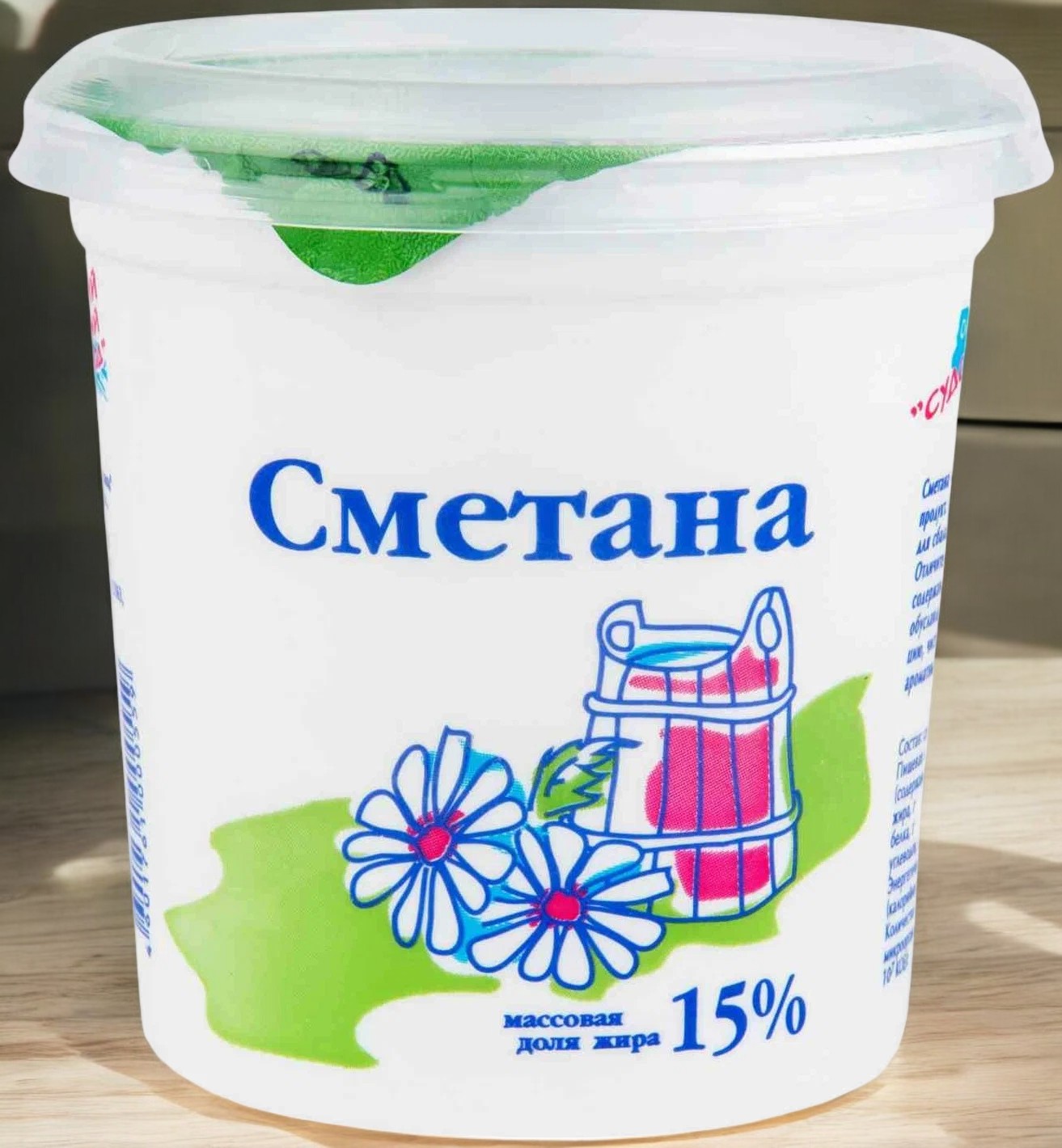 Сметана 15% 400 гр, п/стакан