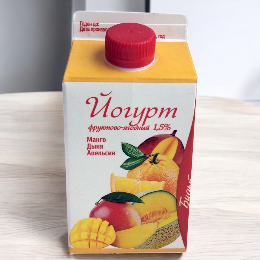 Йогурт фруктово-ягодный 1,5% 470г МАНГО ДЫНЯ АПЕЛЬСИН (20 сут)