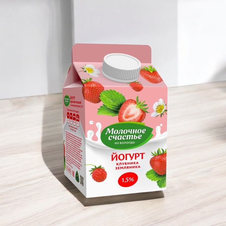 Йогурт фруктово-ягодный 1,5% 470гр КЛУБНИКА-ЗЕМЛЯНИКА (20 сут)