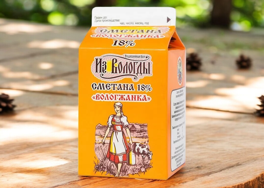 Сметана “Вологжанка” 18% 470г (25 сут)