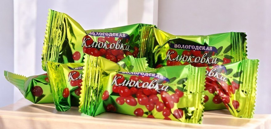 Конфеты Вологодская Клюковка вес 4кг гофрокороб (6мес) в/з