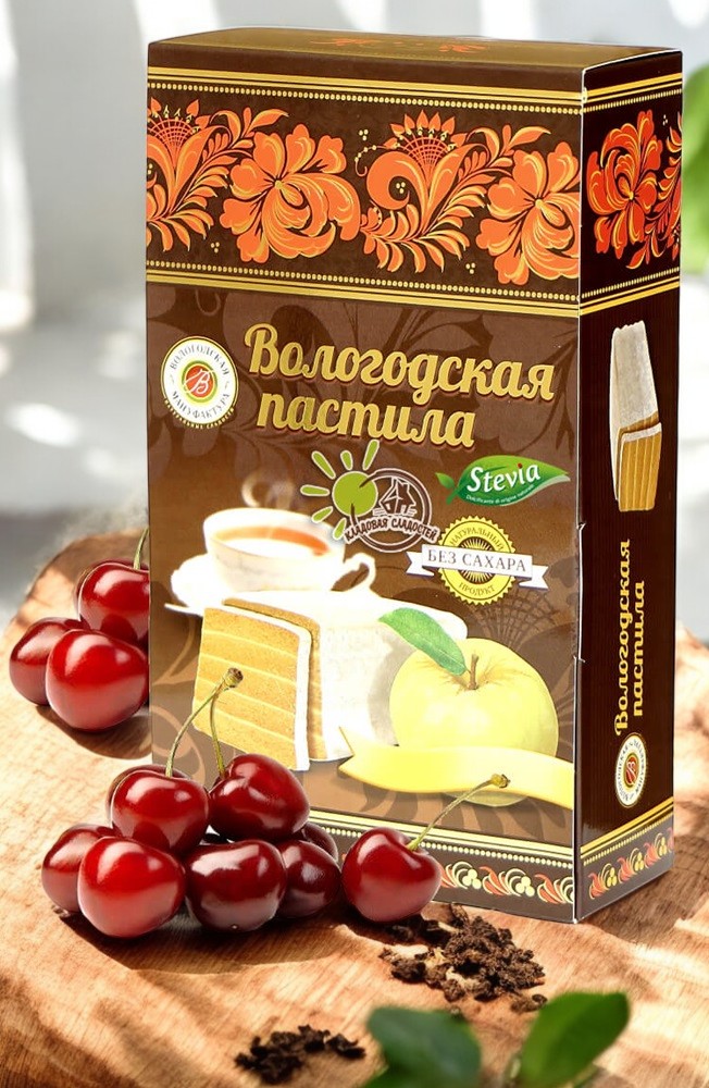 Вологодская пастила без сахара с вишней 230г (6 мес) коробка