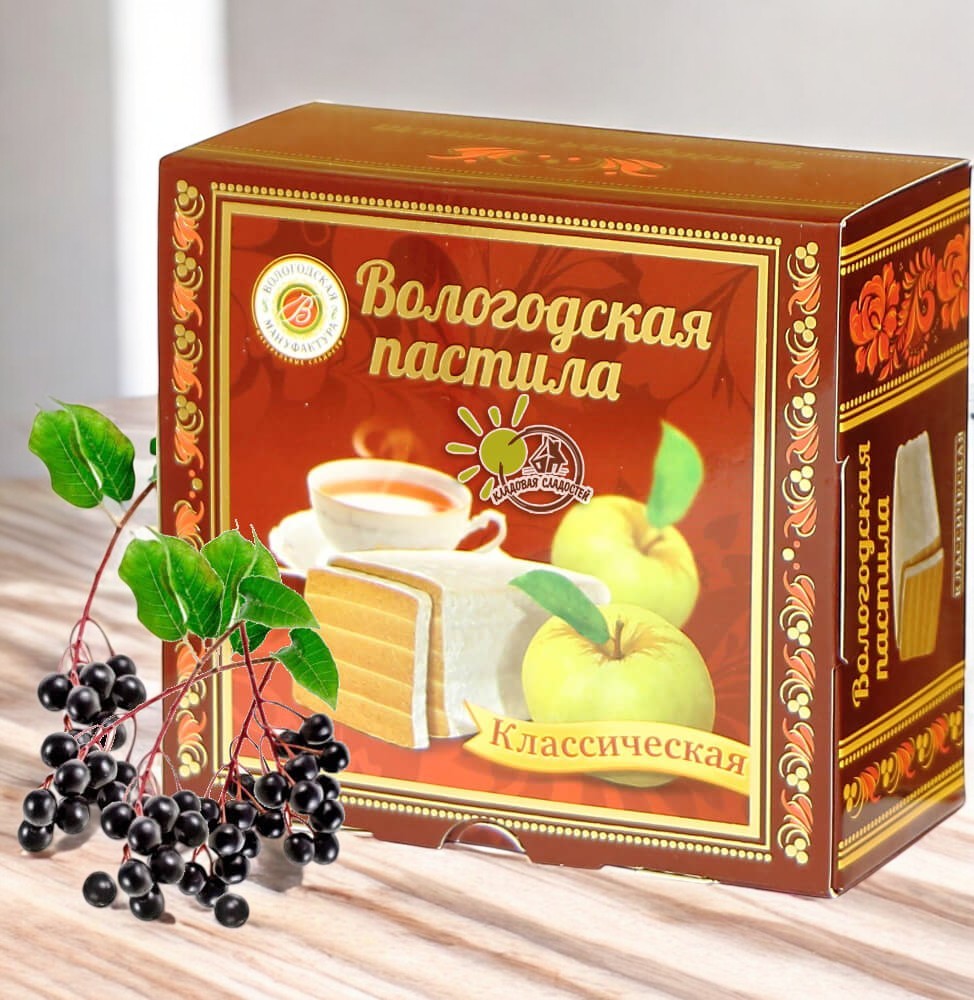 Вологодская пастила с сахаром классическая c черемухой 150г (6 мес) коробка