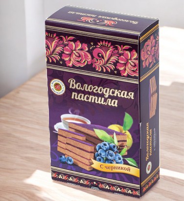Вологодская пастила с сахаром классическая c черникой 300 г (6 мес) коробка