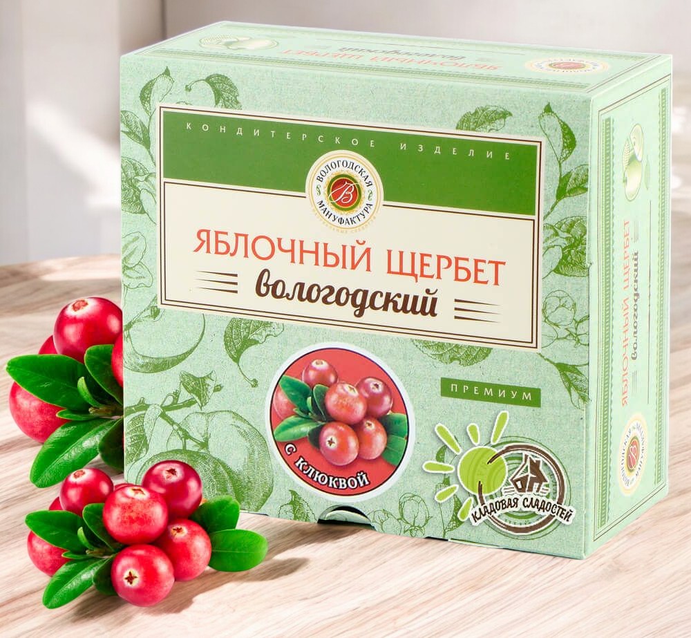 Щербет яблочный с клюквой 250гр (10мес) коробка