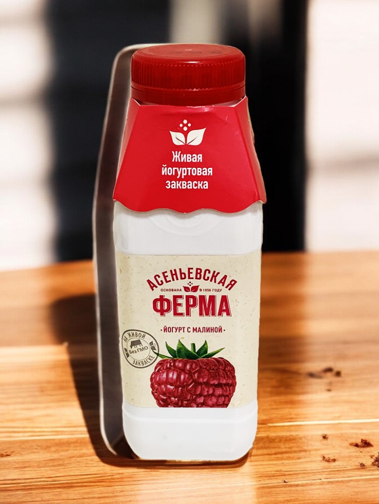 Йогурт “Асеньевская ферма” с пл/ягод. нап. Малина 1,5% 330 мл.
