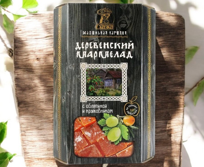Мармелад ДЕРЕВЕНСКИЙ резаный ЯБЛОКО КРЫЖОВНИК ОБЛЕПИХА 300гр (90 сут)