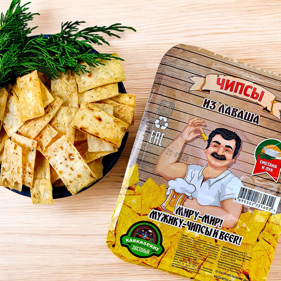 Чипсы злаковые ржаные из лаваша со вкусом и ароматом “сметана-лук” 100 гр лоток (16 )