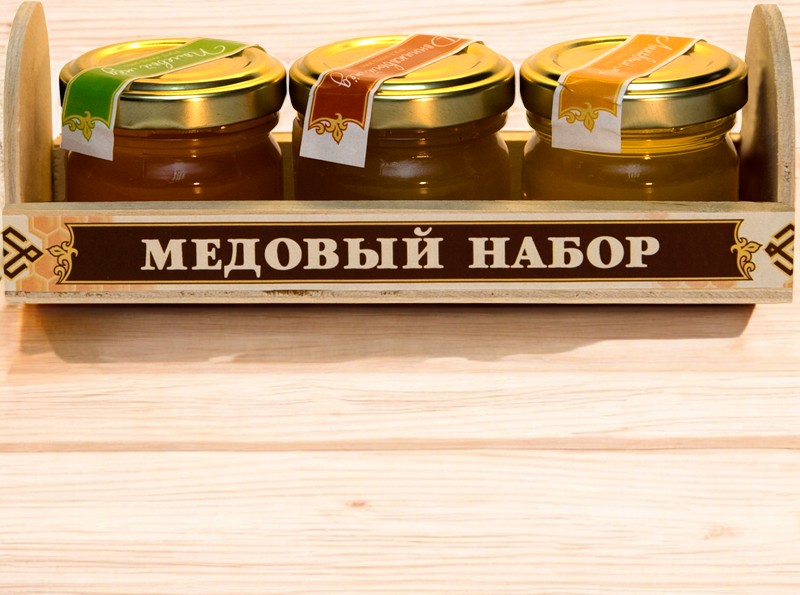 Набор подарочный №1 МЕДОВЫЙ 120гр (3 баночки меда по 0,04кг)  (2 года)