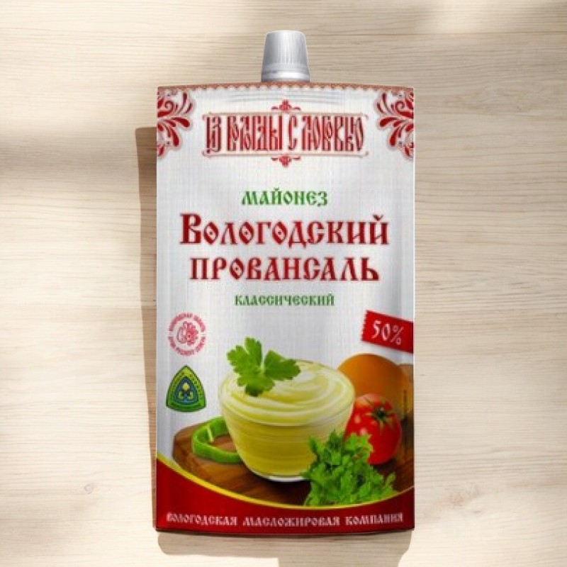 Майонез Вологодский провансаль Классический 50% 380г Дой-Пак 120сут 18