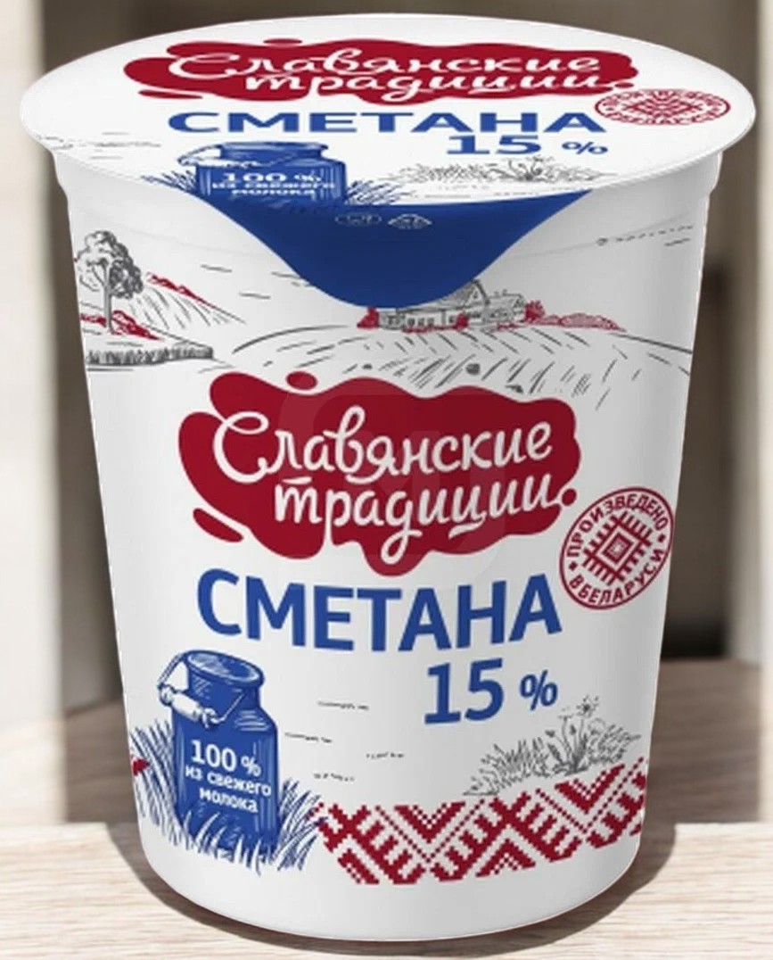 Сметана “Славянские традиции” 15,0% 380г стакан