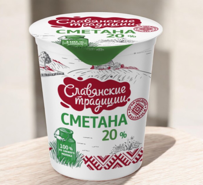 Сметана “Славянские традиции” 20,0% 380г стакан