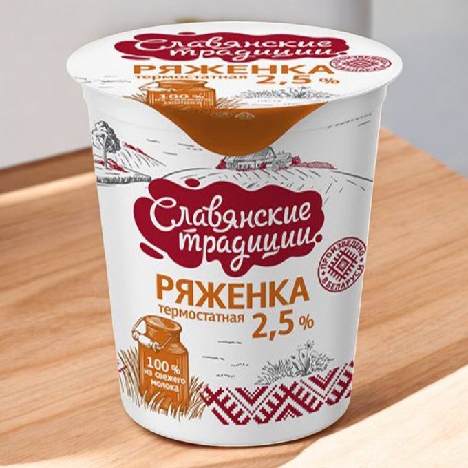 Ряженка “Славянские традиции” термостатная 2,5% 380г стакан