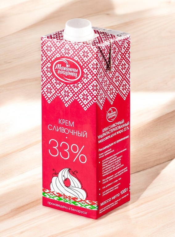Сливки крем 33% 1л (270сут) ТБА с крышкой