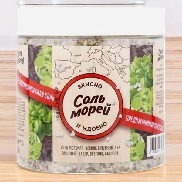 СОЛЬ МОРЕЙ СРЕДИЗЕМНОМОРСКАЯ 500г (24 мес) пэт/банка