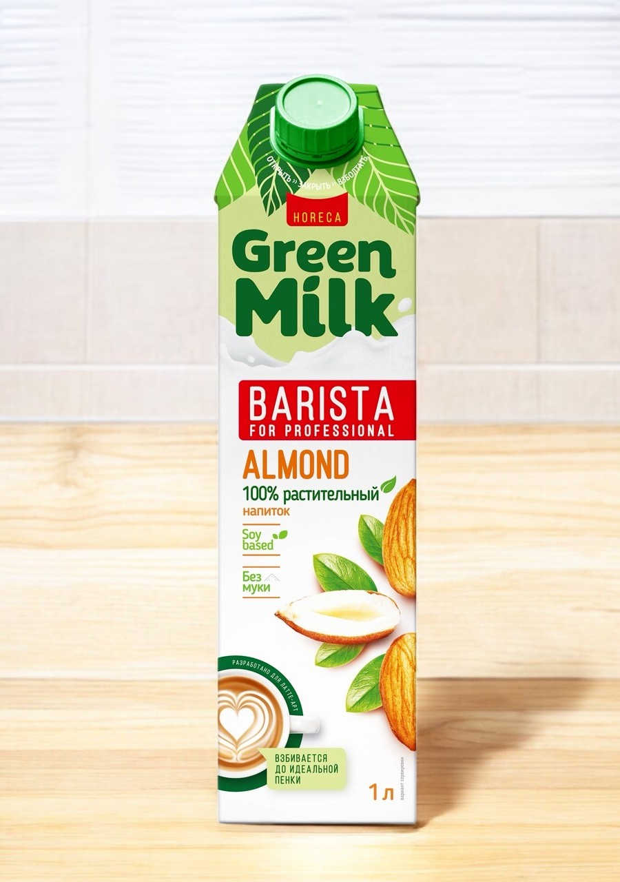 Напиток б/а ALMOND (Миндаль) PROFESSIONAL (БАРИСТА) на соевой основе 1л  Green Milk