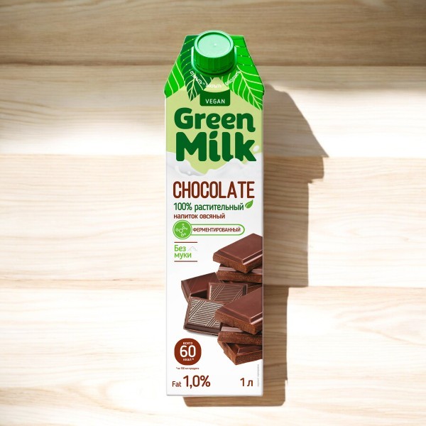 Напиток б/а овсяный ШОКОЛАД ферментированный Green Milk 1л Тетра Пак 12