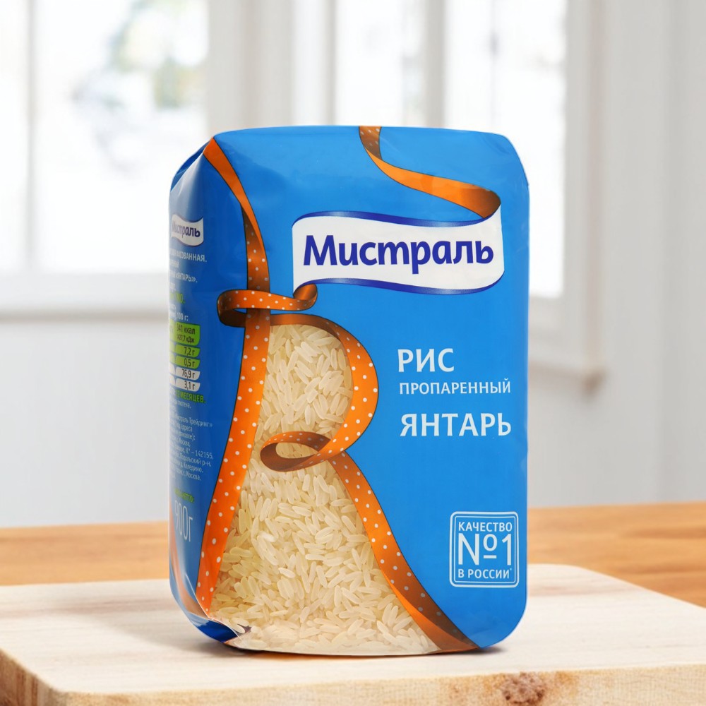 Мистраль Рис ЯНТАРЬ пропаренный 900гр