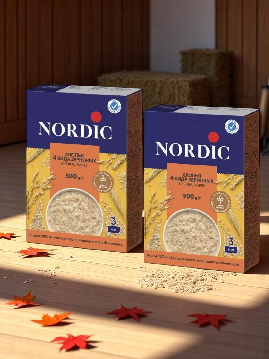 Nordic Хлопья 4 злака 500г шт