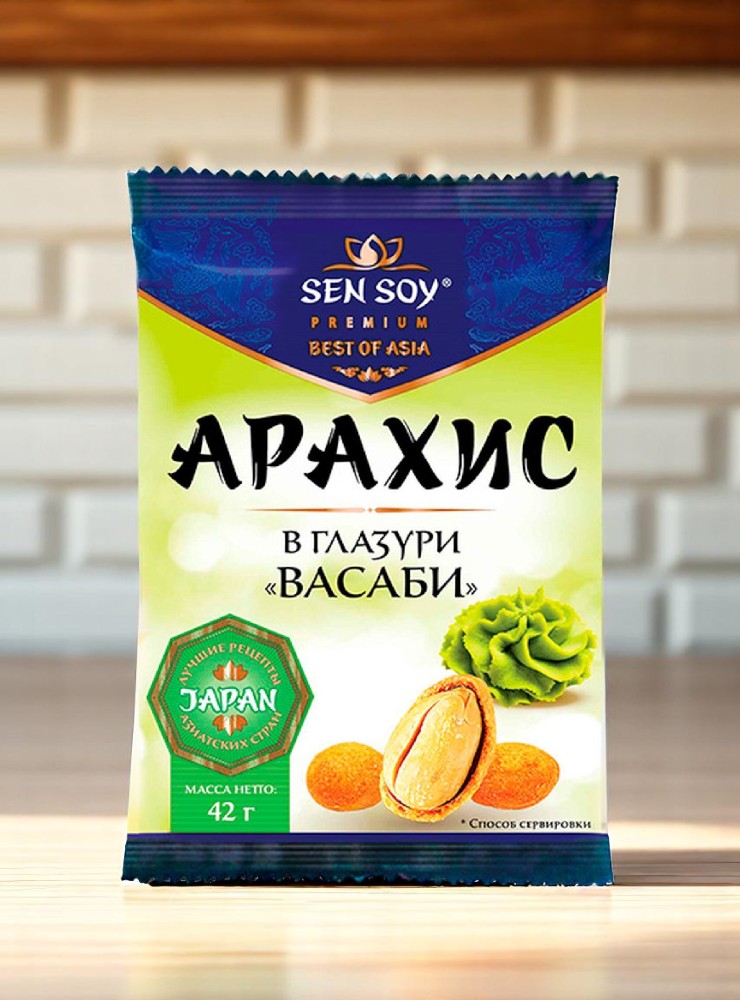 СЭНСОЙ Арахис вкус Васаби жар.в глаз. 42г