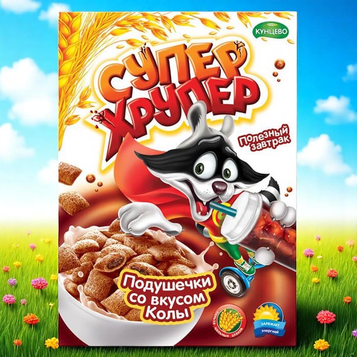 КУНЦЕВО Подушечки 5 злаков вкус “Кола” СУПЕР-ХРУПЕР 250г